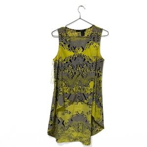 JAYGODFREY Yellow/Grey Neon Snake Print Hugh-Low Sleeveless Blouse Size 4